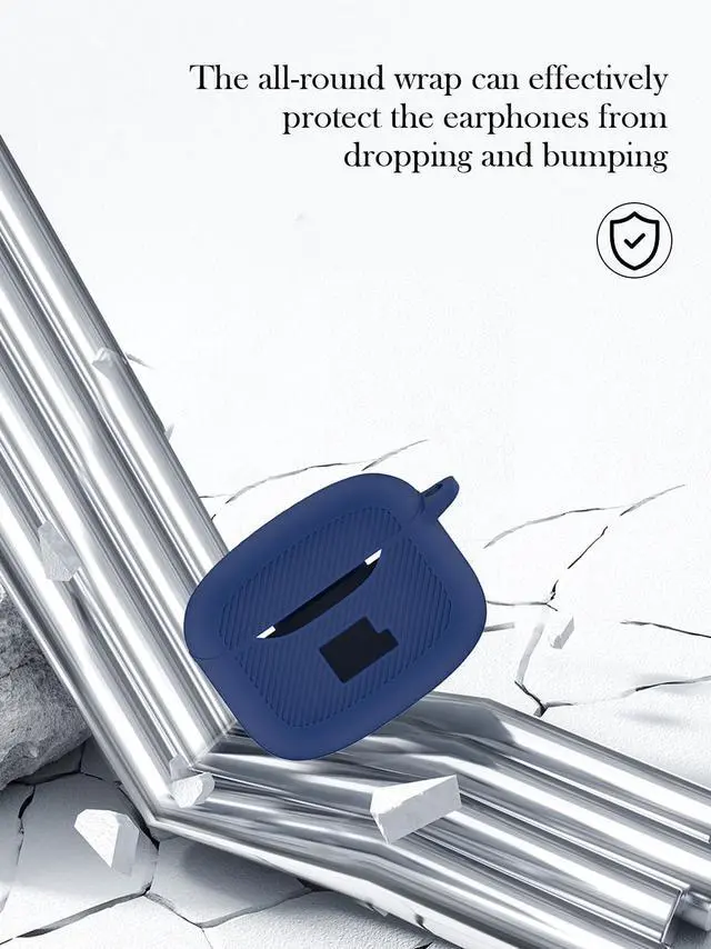 Alt view image 4 of 5 - Case for JBL Tune Buds2 Earbuds,Soft Protective,BOVUGAC Silicone Case Cover with Keychain & Cleaning Kit & Lanyard for JBL Tune Buds 2-Blue