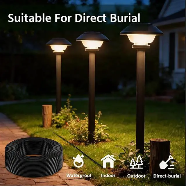 Alt view image 4 of 5 - ExtensionPro 16/2 Low Voltage Landscape Lighting Wire, 16 Gauge 2 Conductor, Outdoor Waterproof, Direct Buried, Pure Copper Core for Landscape, Pathway & LED Lighting,100 FeetUL Listed
