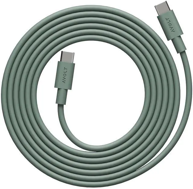 Main image of Avolt USB-C to USB-C Cable (6.6 ft) Soft Silicone Fast Charging Cable for iPhone 15, MacBook, iPad & Android Tangle-Free, Durable Design (USB C to USB C, Oak Green)