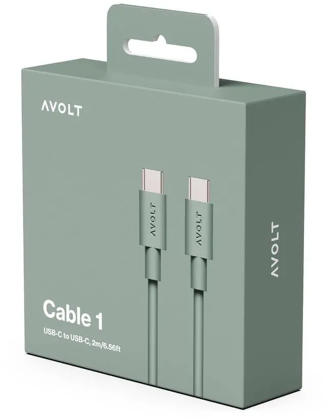Alt view image 2 of 3 - Avolt USB-C to USB-C Cable (6.6 ft) Soft Silicone Fast Charging Cable for iPhone 15, MacBook, iPad & Android Tangle-Free, Durable Design (USB C to USB C, Oak Green)