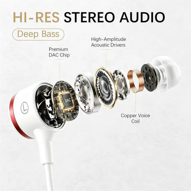 Alt view image 3 of 5 - Rosmas Wired Headphones with case, 3.5mm Audio Jack, Noise Isolating HiFi Stereo Earphones with Mic, Volume Control & Clear Calls for Laptop/Chromebook/Kindle/Switch/Android /MP3 School Use(Black)