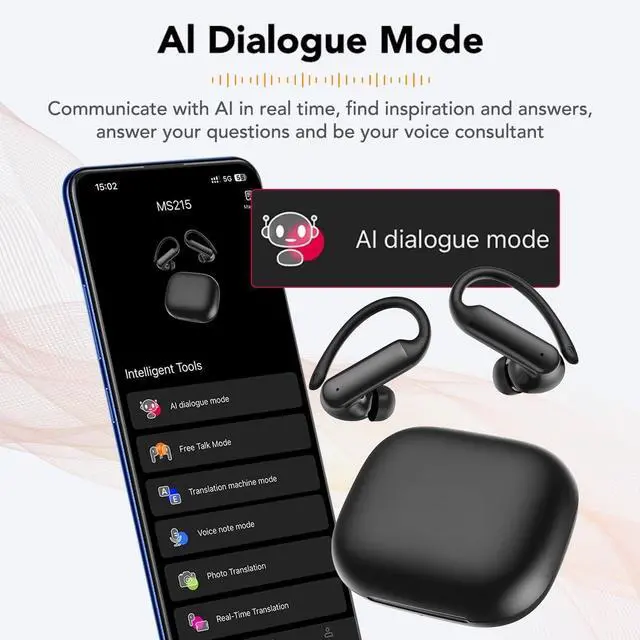 Alt view image 5 of 5 - ERAZERL MS215 Sports Headphones, Real Time Language Translator Earbuds, Bluetooth 6.0 Audifonos Traductores Ingles Espanol, Support 134 Languages with Translate Ear Buds for Travel Learning