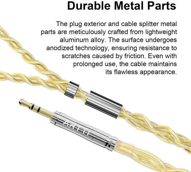 Alt view image 4 of 5 - ARTTI A3 Pure Earphone Cable 2.5/3.5/4.4mm 3in1 Plug 4 Cores 288 Strands Silver-Plated 7N OCC Copper 2pin/MMCX/QDC Detachable Earbuds Cable, IEM Replacement Upgrade Cable (QDC Straight)