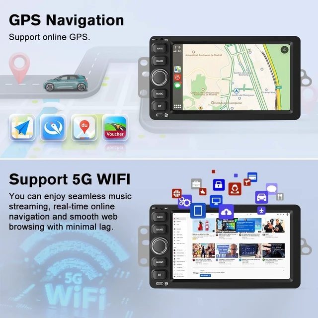 Alt view image 3 of 5 - Junsun Car Radio Stereo for Chevy Silverado GMC Sierra Yukon Tahoe Impala Hummer 2003 2004 2005 2006,with Android 15 CarPlay Android Auto 5GHz WiFi FM/AM Bluetooth GPS SWC Backup Camera4Core 64GB