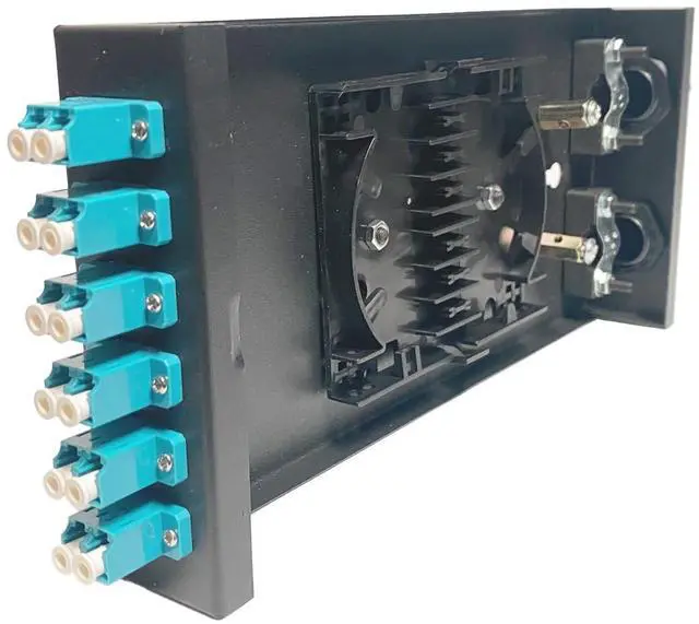 Alt view image 3 of 5 - Fiber Optic Wall Mount Box with LC Couplers for Single Mode & Multimode Fiber Optic Cable. ^^ Fiber Box Enclosure for MPOEs, Network Rooms, and IDF Rooms. (LC 12 Strand OM3)