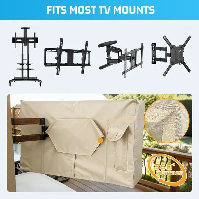 Alt view image 3 of 5 - Outdoor TV Cover 39 to 40 Inch Weatherproof, Waterproof Outside TV Covers Heavy Duty 600D Oxford TV Covers Outdoor TV Screen Protectors Shield with Zippers for Flat Screen Outdoor TVs