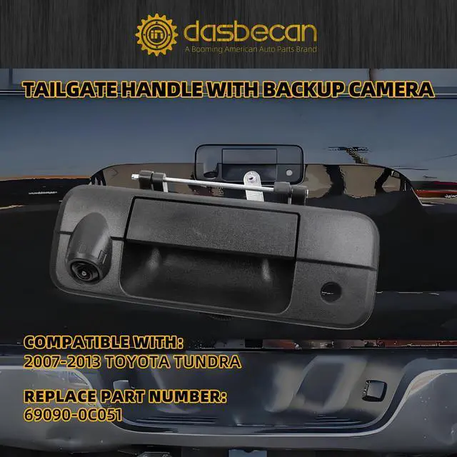 Alt view image 2 of 5 - Dasbecan Tailgate Handle Backup Rear View Camera Compatible with 2007-2013 Toyota Tundra Waterproof with Key-Hole Reverse Parking Assist Back up Camera Assembly Replace#69090-0C051 720P