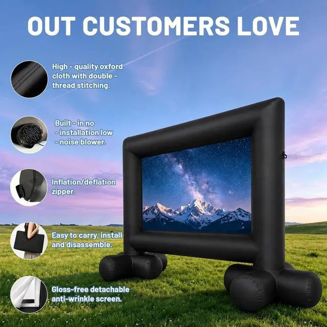 Alt view image 3 of 5 - JumpYeah 14ft Inflatable Movie Screen Outdoor Projector Screen with Inner Air Blower, Easy Set Up Screen for Backyard Movie Night Parties