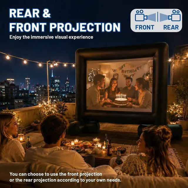 Alt view image 4 of 5 - JumpYeah 14ft Inflatable Movie Screen Outdoor Projector Screen with Inner Air Blower, Easy Set Up Screen for Backyard Movie Night Parties