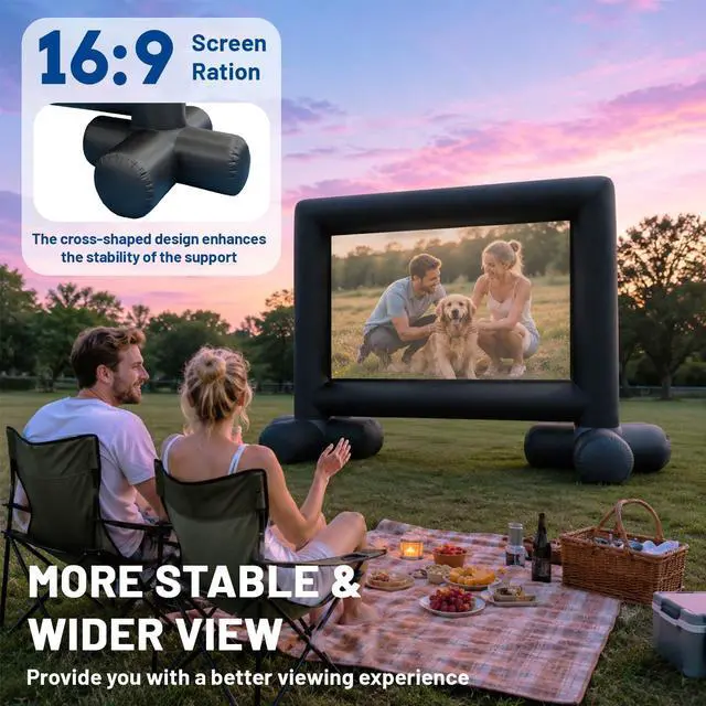 Alt view image 5 of 5 - JumpYeah 14ft Inflatable Movie Screen Outdoor Projector Screen with Inner Air Blower, Easy Set Up Screen for Backyard Movie Night Parties