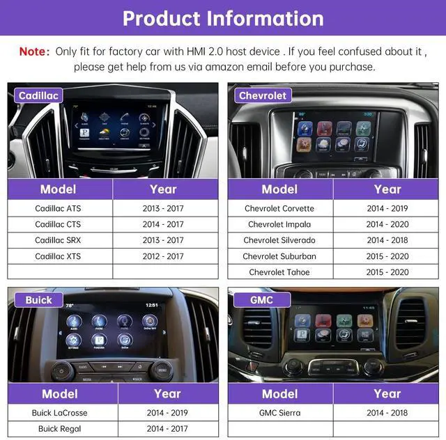 Alt view image 2 of 5 - NINETOM 2026 Upgraded Wireless CarPlay & Android Auto Retrofit Module Compatible with Cadillac, Buick, Chevrolet and GMC (20142020) HMI 2.0 System, Supports Android Auto, Mirror Link