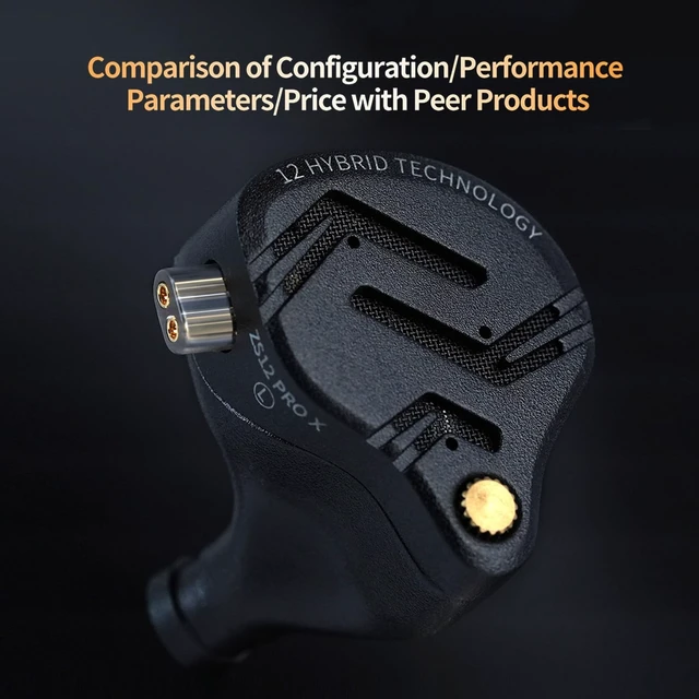 Alt view image 2 of 5 - KZ ZS12 PRO X in Ear Monitor IEM Headphones,1DD+5BA Hybrid Wired Gaming Earbuds,KZ in Ear Monitor Gaming Earbuds Earphones with 2PIN Cable for Audiophile (Dark Black, NO Microphone)