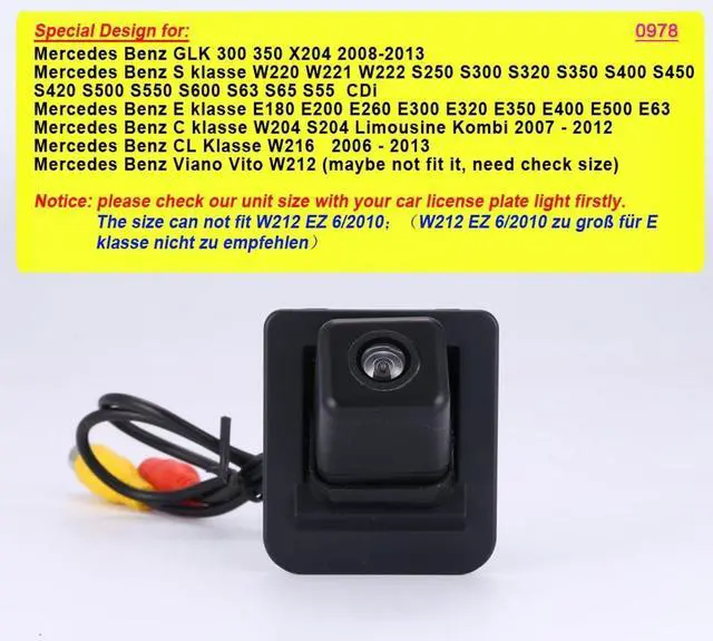 Alt view image 2 of 5 - Car Backup Camera for Mercedes Benz GLK 300 350 X204 W220 W221 W222 S250 S300 S320 S350 S400 S450 S420 S500 S550 S600 S63 S65 S55 CDi E klasse E180 E200 E260 E300 E320 E350 E400 E500 E63