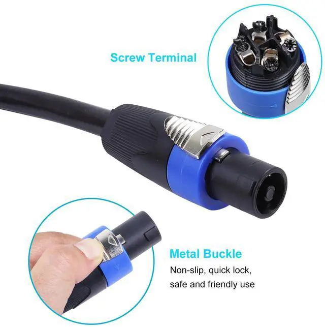 Alt view image 5 of 5 - SUNNAREPOON 10 Feet Speakon Cable to Bare Wire, 12 Gauge 4 Wires SpeakON Twist Lock Plug to Open End Cables with NL4MP Socket, for Chuchero, Home Audio, PA, DJ, Stage - 1 Pack 4 Conductors