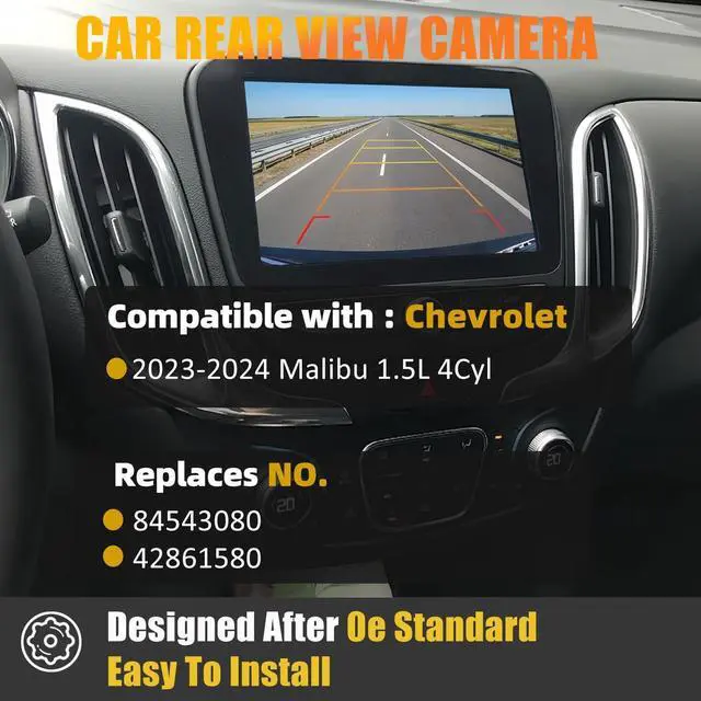 Alt view image 2 of 5 - Backup Camera Compatible with Chevrolet Malibu 2023-2024 1.5L 4Cyl, Reverse Parking Assist, Plug-and-Play OEM Replacement Rear View Camera Replaces# 84543080 42861580
