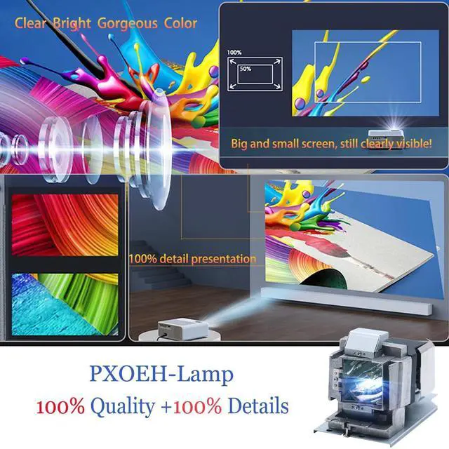 Alt view image 4 of 5 - PXOEH A+ Quality 5811117901-SVV 5811117488-SVV for VIVITEK D873ST D875ST D803W-3D D8050W-3D D805W D805W-3D D910HD H1182HD H1185HD D803W3D D8050W3D D805W3D Replacement Projector Lamp Bulb with Housing