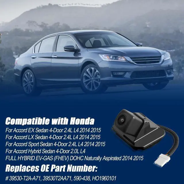 Alt view image 4 of 5 - B.ZSSY Back Up Rear View Camera Compatible with 2014 2015 Honda Accord Sedan EX LX Sport Hybrid 4 Door Rear Camera Parking Assist Cam Replace for 39530-T2A-A71 39530T2AA71 6 PIN