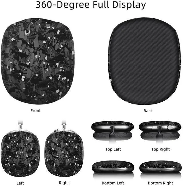 Alt view image 3 of 5 - MONOCARBON Real Carbon Fiber Case for AirPods Max (2024/2020), Military-Grade Protective Hard Cover for Apple Headphones, Unique Forged Matte, Scratch-Resistant, Essential Accessories-Matte Silver