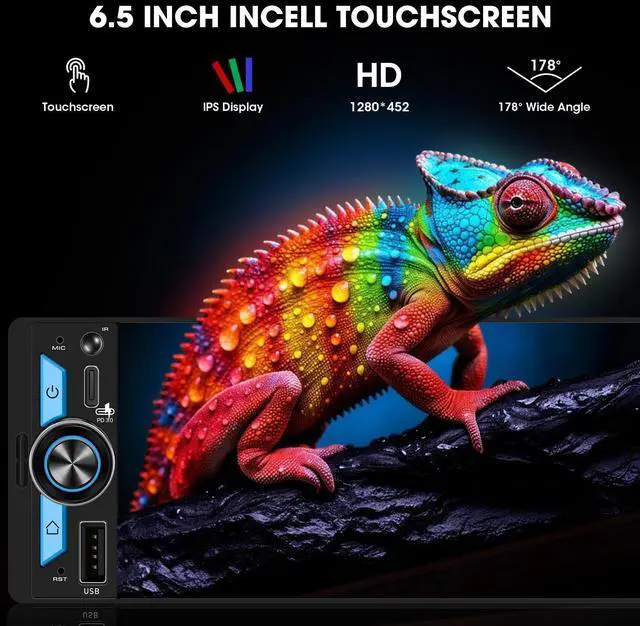 Alt view image 4 of 5 - Single Din CarPlay Multimedia Receiver: 6.5 Inch Wireless Android Auto Car Stereo Bluetooth Incell Touchscreen Mirrorlink 4.2 CHN 2 Subwoofer Outputs Hi-Fi DSP USB-C Fast Charge SWC