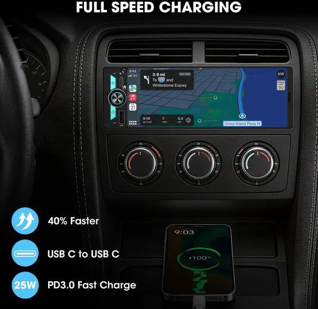 Alt view image 5 of 5 - Single Din CarPlay Multimedia Receiver: 6.5 Inch Wireless Android Auto Car Stereo Bluetooth Incell Touchscreen Mirrorlink 4.2 CHN 2 Subwoofer Outputs Hi-Fi DSP USB-C Fast Charge SWC