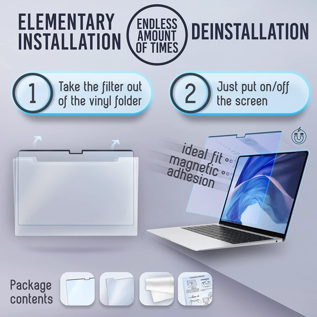 Alt view image 5 of 5 - VINTEZ Magnetic Blue Light Screen Protector Compatible With MacBook Pro 16" 2021, 2022, 2023, 2024, M1, M2, M3, M4 Anti Blue Light Blocking Filter for Laptop