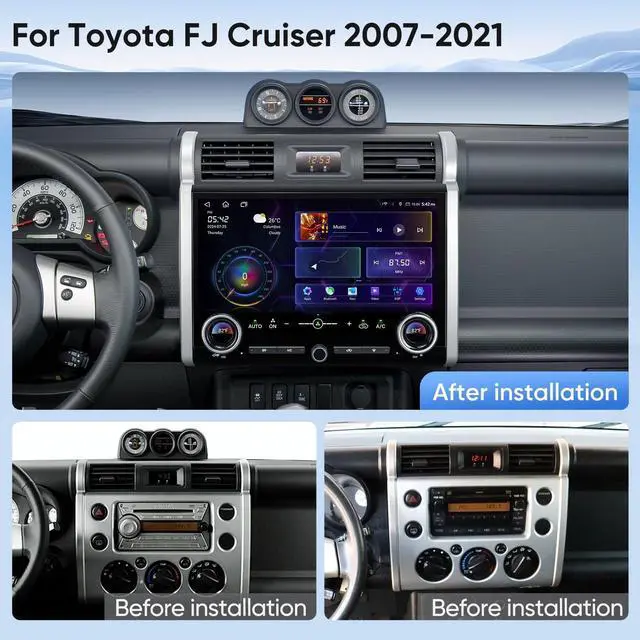 Alt view image 2 of 5 - Car Stereo Radio for Toyota FJ Cruiser 2007-2021 Android 13 Radio 15" Touch Screen 6+128G Radio Wireless CarPlay Android Auto Support GPS Navigation Mirror Link Bluetooth WiFi DSP SWC FM AM Das