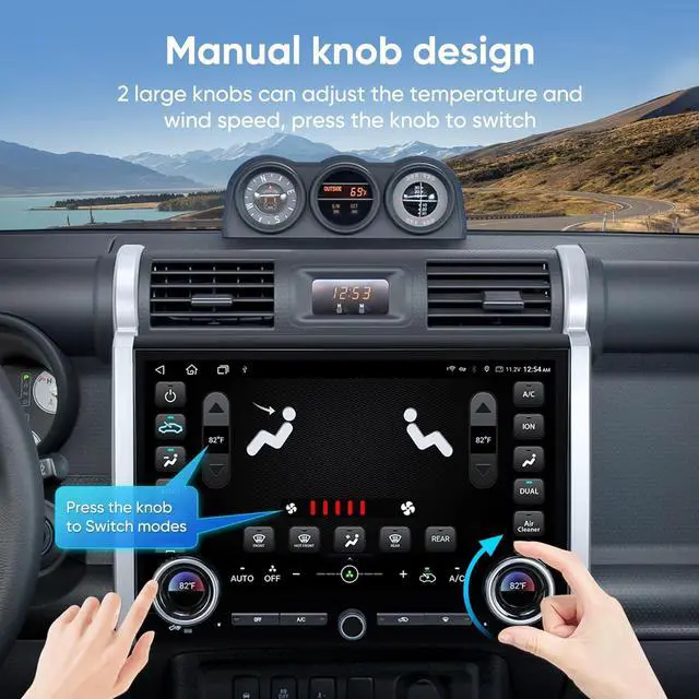 Alt view image 4 of 5 - Car Stereo Radio for Toyota FJ Cruiser 2007-2021 Android 13 Radio 15" Touch Screen 6+128G Radio Wireless CarPlay Android Auto Support GPS Navigation Mirror Link Bluetooth WiFi DSP SWC FM AM Das