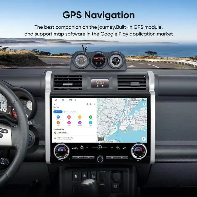 Alt view image 5 of 5 - Car Stereo Radio for Toyota FJ Cruiser 2007-2021 Android 13 Radio 15" Touch Screen 6+128G Radio Wireless CarPlay Android Auto Support GPS Navigation Mirror Link Bluetooth WiFi DSP SWC FM AM Das