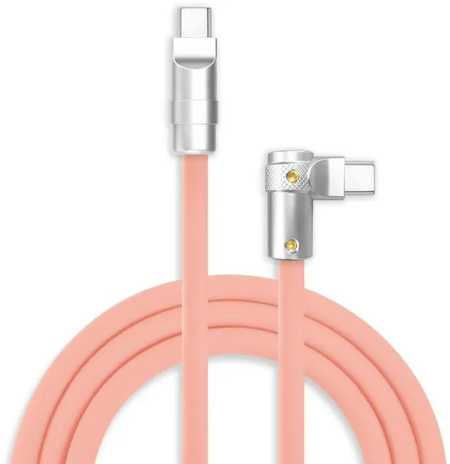 Main image of chubbycable FlexElbow 90 Degree 240W Fast Charging Cable Right Angle USB C Cable Silicone Charging Cord Compatible with iPhone 17-15 Series iPad, Pink, Type-C to Type-C, 0.82FT
