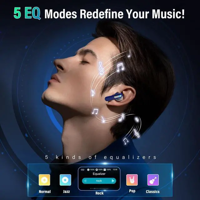 Alt view image 5 of 5 - ZYHKON Wireless Earbuds, Bluetooth 5.4 Headphones, 48H HiFi Stereo Bluetooth Ear Buds with 5 EQ Modes, Transparency Mode, IPX7 Earphones, Blue