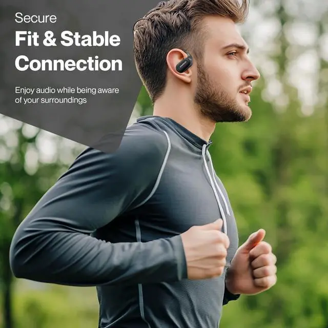 Alt view image 3 of 5 - JOWORLDS Bluetooth Headphones Air Conduction, IPX5 Waterproof Air Conduction Ear Buds, Over Ear Headphones with MIC, Over Ear Earbuds for Sports, Running Earbuds, 35 Hours Music, Clear Calls