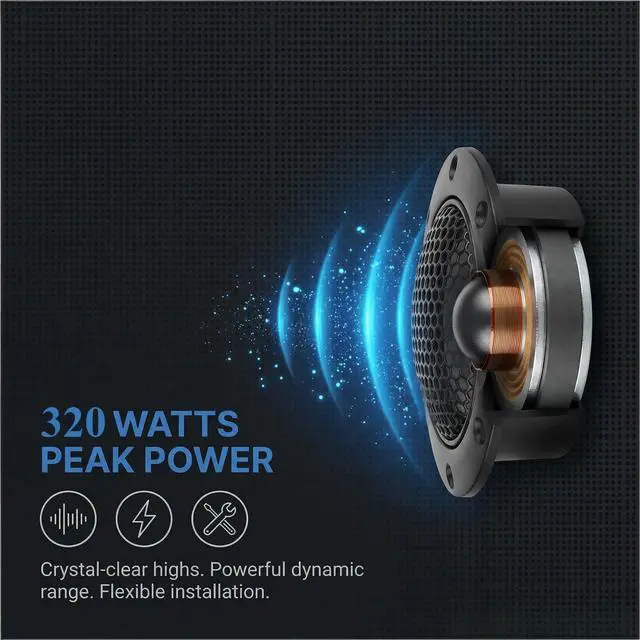 Alt view image 2 of 5 - Car Tweeters, DDT-S30 Car Audio Stereo Speaker, Aluminum Frame and Diaphragm Tweeter 4 ohm 320 Watts Sound Stereo Speakers for All Vehicles