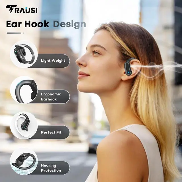 Alt view image 2 of 5 - Wireless Earbuds Bluetooth 5.4 Headphones, 54H Playtime Stereo Earphones with Noise Cancelling Mic, IPX7 Waterproof, Fast Charging and Comfort Fit Ear Buds for Fitness/Sports/Workouts/Travel Bl