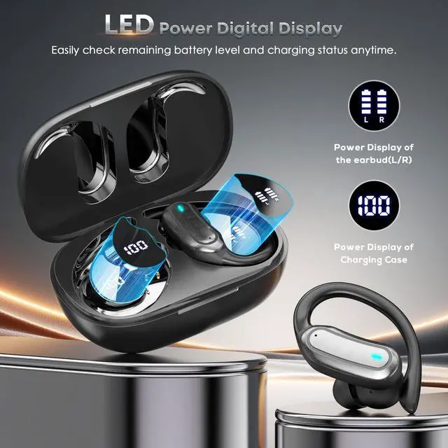 Alt view image 5 of 5 - Wireless Earbuds Bluetooth 5.4 Headphones, 54H Playtime Stereo Earphones with Noise Cancelling Mic, IPX7 Waterproof, Fast Charging and Comfort Fit Ear Buds for Fitness/Sports/Workouts/Travel Bl
