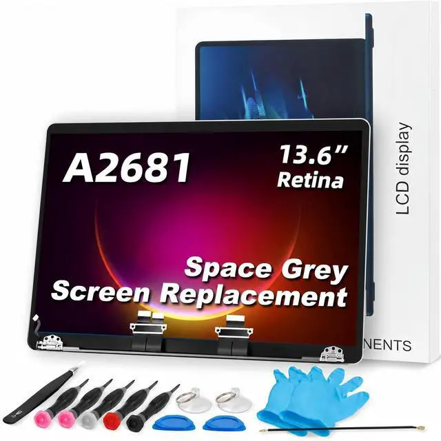 Main image of JYYSCRN A2681 Screen Replacement with Sleep Sensor Cable for 13.6 Inch MacBook Air M2 2022, 2560x1664 LCD Full Assembly Display for EMC 4074 Space Grey