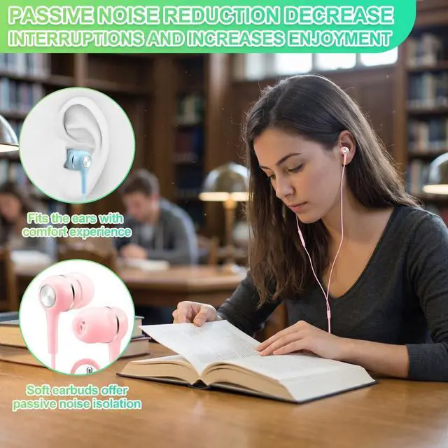 Alt view image 4 of 5 - Saysurey 36 Pack Bulk Wired Earbuds with Microphone 3.5 mm Earbud Headphones Wired Ear Earphones Bass Multicolor for Schools Students Classroom Libraries Museums