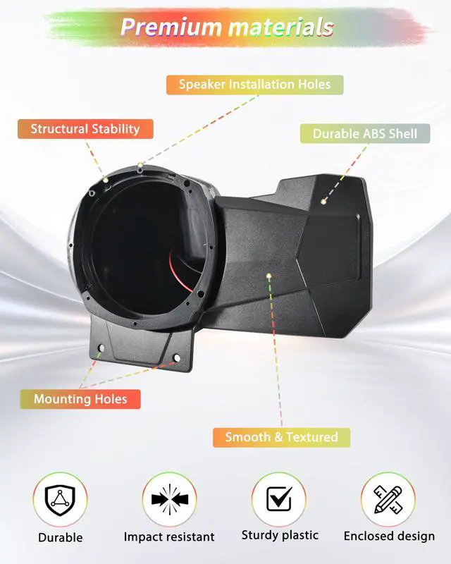 Alt view image 4 of 5 - KEWISAUTO Rear Seat Sport Speaker Enclosures Pods Mounts Holders Brackets Support 6.5" Speakers for Polaris RZR XP 1000/XP 4 1000 2024+ Accessories (2PCS)