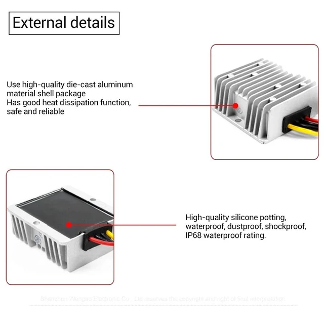 Alt view image 3 of 5 - Golf Cart 48V to 12V Voltage Converter 240W 20A DC Voltage Buck Reducer