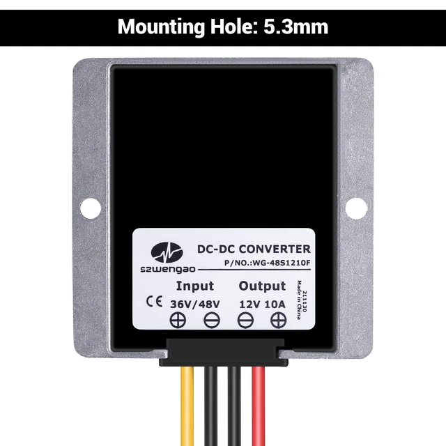 Alt view image 5 of 5 - Golf Cart 48V to 12V Voltage Converter 240W 20A DC Voltage Buck Reducer