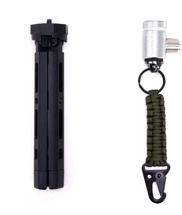 Main image of GRA-ULTmini Tripod Kit with GRA-AD35LW L-Type 3/8-24 to SO-239 Adapter and Paracord Keychain for Ham Radio Antenna Silver