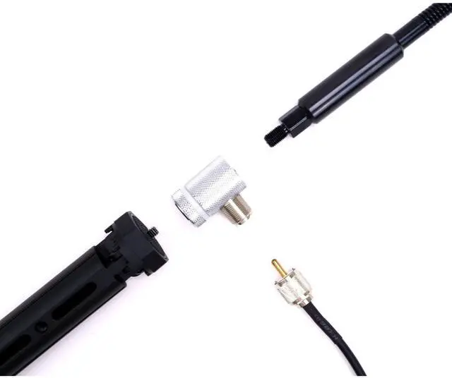 Alt view image 4 of 5 - GRA-ULTmini Tripod Kit with GRA-AD35LW L-Type 3/8-24 to SO-239 Adapter and Paracord Keychain for Ham Radio Antenna Silver