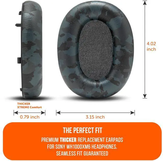 Alt view image 5 of 5 - WC PadZ XM6 Premium Replacement Earpads Compatible with Sony WH-1000XM6 Headphones by Wicked Cushions ^^ Enhanced Comfort, Durable PU Leather & Sound Isolation ^^ Black Camo