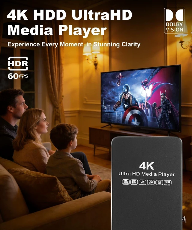 Alt view image 2 of 5 - ACEMAX 4K@60Hz Offline Media Player with 2.5-Inch SATA HDD/SSD Enclosure, H.265 10bit/HEVC Digital Signage Player with Auto Play, Loop and Resume, USB, MicroSD, HDMI and AV Output
