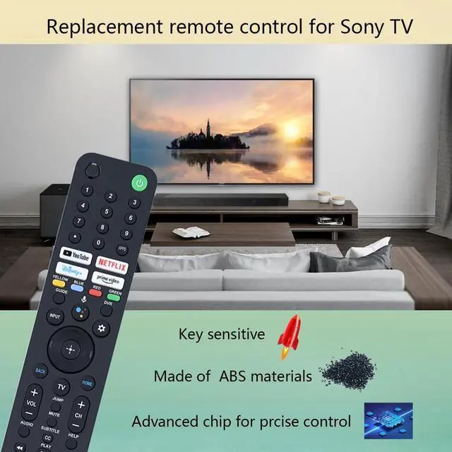 Alt view image 2 of 5 - GHUST RMF-TX520U Voice Remote Control Replacement for Sony Smart TV KD-75X79J KD-75X80CJ KD-75X81J KD-75X85J KD-85X85J KD-85X91CJ KD-85X91J XR-50X90J XR-50X94J XR-55A84J XR-75X95J XR-75Z9J XR-77A80J