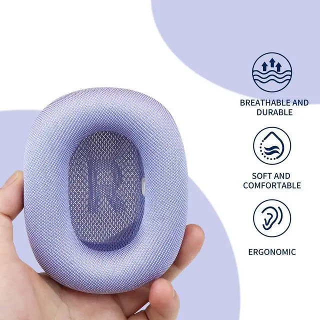 Alt view image 4 of 5 - Upgraded Ear Cushions Replacement for 2024 New Apple Airpods Max Over-Ear Headphones, Earpads with Durable Mesh Fabric and Magnet for Airpods Max (Purple)