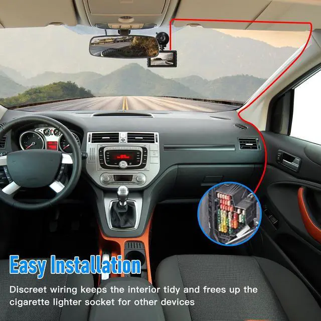 Alt view image 4 of 5 - WODHMIEY Dash Cam Hardwire Kit with 8 Fusess 12V 24V to 5V 3A Digital Display Dash Camera Power Cord for 24H Parking Monitoring,Car Camera Charger Power Cord,Low Voltage Protect (Type-C Straight)