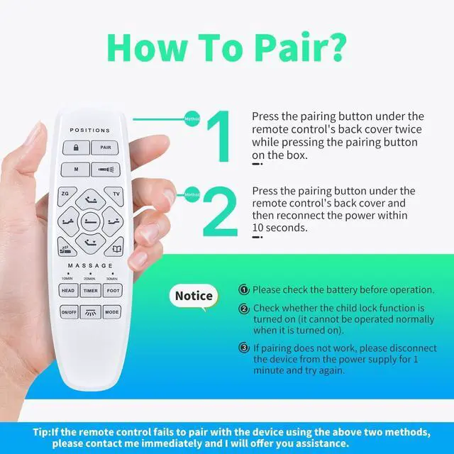 Alt view image 2 of 5 - Snrigw Replacement Remote Control for Okin Model RF.27.19.33 for Lucid L600 ESHINE ASONLY Electric Adjustable Bed