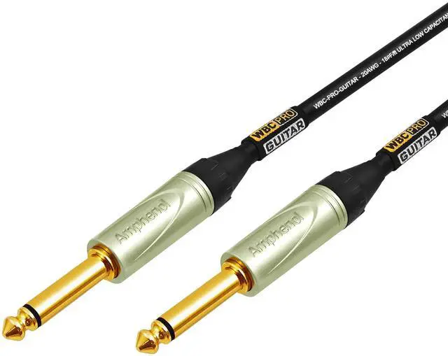 Alt view image 4 of 5 - 30 Foot - WBC-PRO-Guitar 20 AWG - Low-Cap (18pF/ft) Pro-Grade Graphite-Based - Dual-Shielded Guitar, Bass, Instrument Cable with Amphenol QM2P-AU Inch (6.35mm) Gold TS Connectors