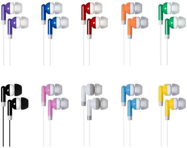 Alt view image 2 of 5 - Wjjitan Kids Bulk Earbuds Headphones Earphones 50 Pack Multi Colored, Wholesale Disposable Ear Buds Individually Bagged for Schools, Classroom, Students, Libraries, Hospitals,Gifts(50Mixed)