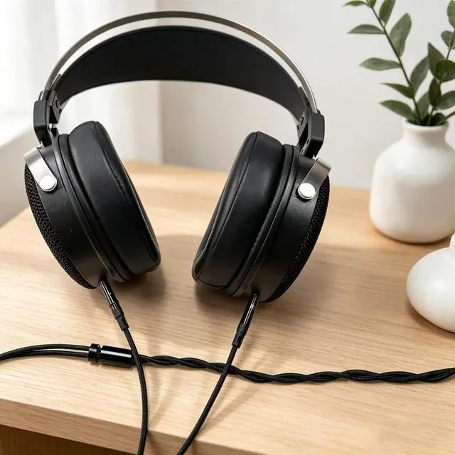 Alt view image 3 of 5 - FAAEAL Monitor Headphone Cable,Soft Cotton Yarn Cover Dual 3.5mm Over-Ear AUX Cord Compatible with Hifiman HE560 HE4XX Meze 99 Classics MEZE 109 Pro Headset for Musicians Audiophiles 4PIN-XLR